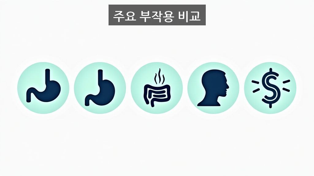 오젬픽 vs 마운자로 주요 부작용 비교 인포그래픽